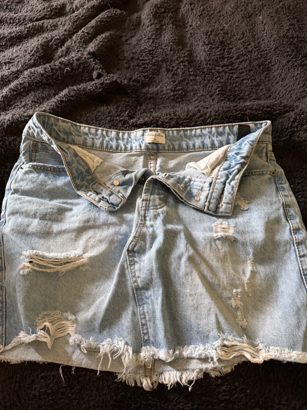 Others Follow Light Blue Distressed Denim Jean Shorts